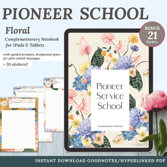 Floral Pioneer School Complementary Notebook + Stickers