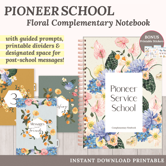 Floral JW Pioneer School Complementary Notebook with Dividers and Stickers